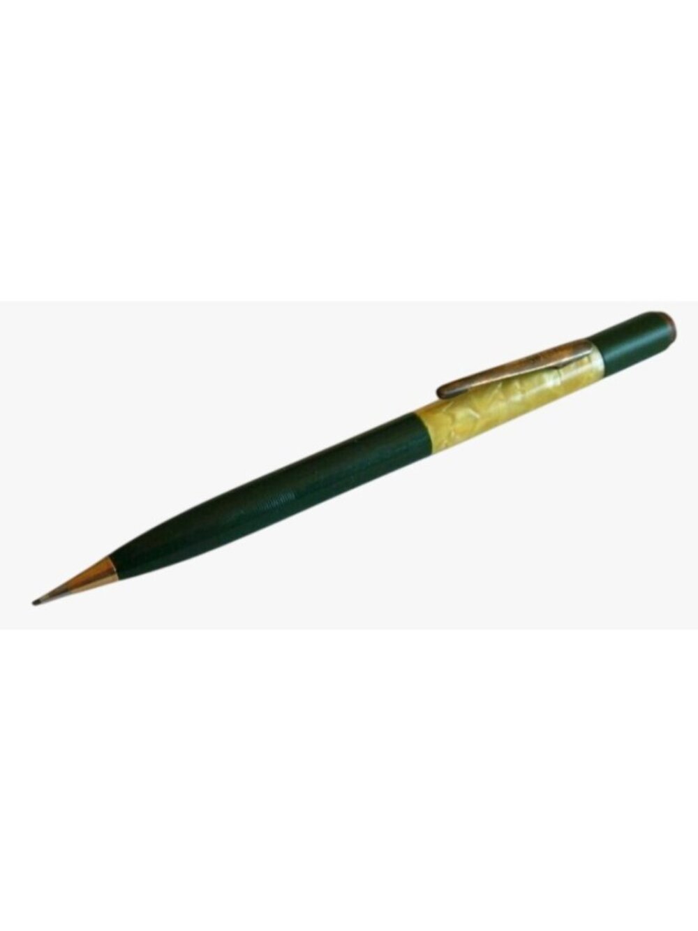 Vintage Sheaffer Mechanical Pencil Green & Marbled Trim Gold Tone Accents